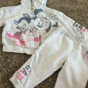 GAP White and Pink Character Hoodie Set
